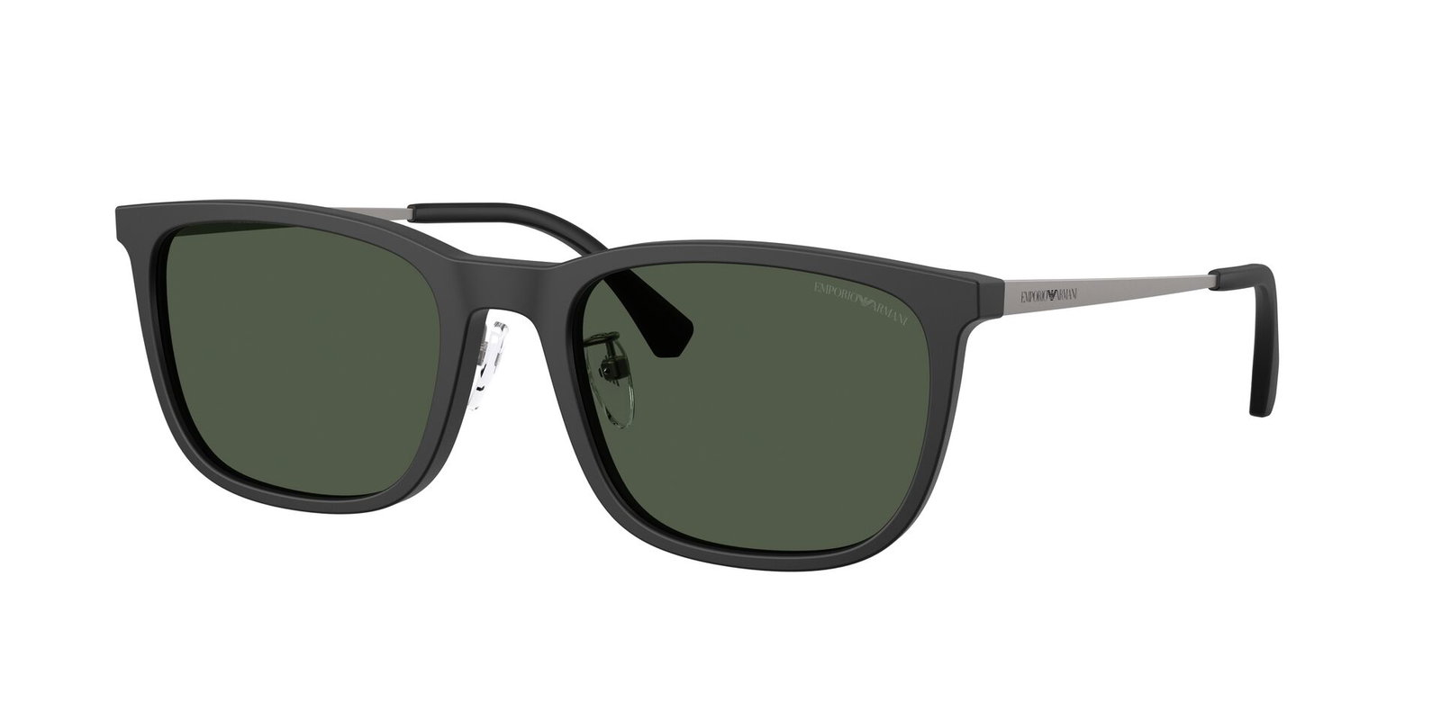Das Bild zeigt die Emporio Armani Sonnenbrille EA4275D in mattschwarz und polarisiert von der Seite.